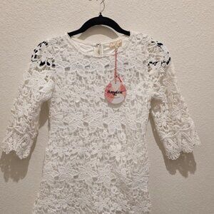 Hayden Girls White Lace Overlay Dress Girls 9/10 Back Zipper - New with Tags